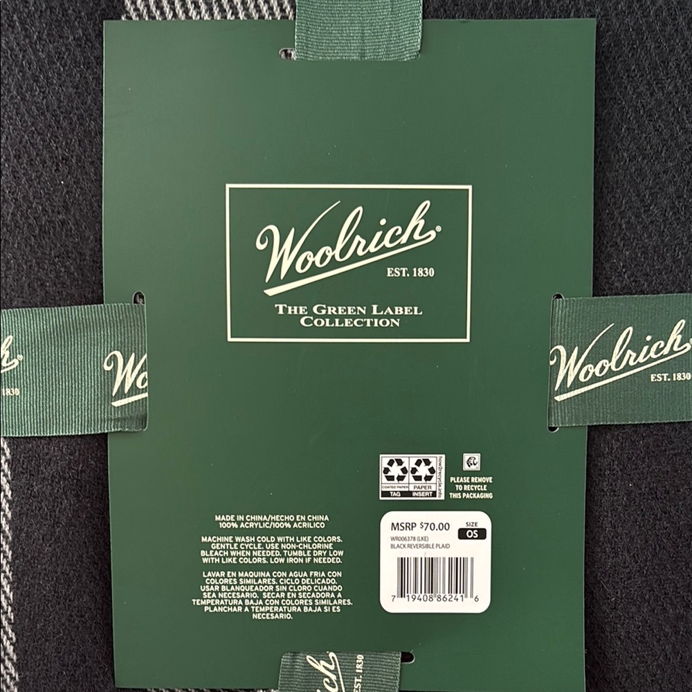 Woolrich Black and Gray Cape Blanket Wrap - Picture 2 of 3